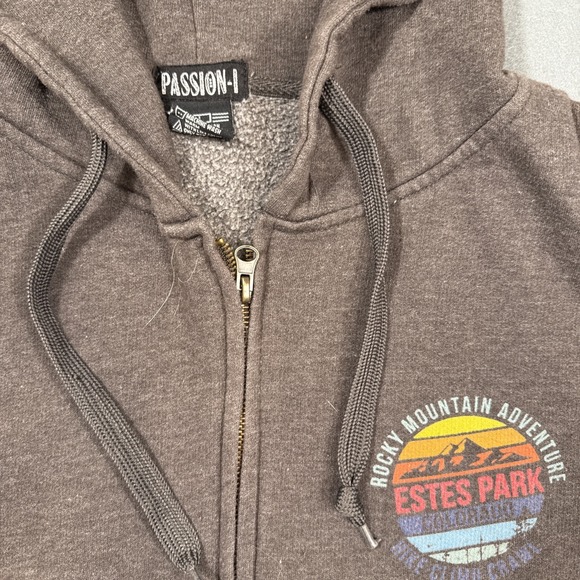 SWEATSHIRT HOODED Estes Park Colorado Rocky Unisex LARGE‎ Full Zip Grey Pocket - Picture 3 of 11